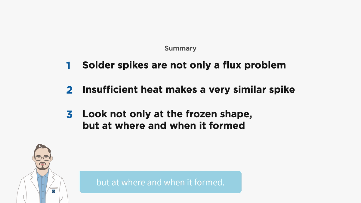 Summary: spikes are not only a flux problem; insufficient heat makes a very similar spike; look at where and when it formed